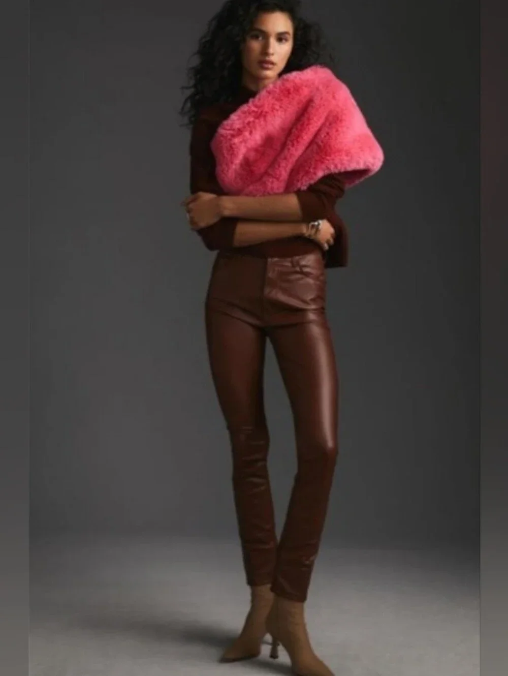 NWT Anthropologie Maeve Faux Fur Hot Pink Barbiecore Stole